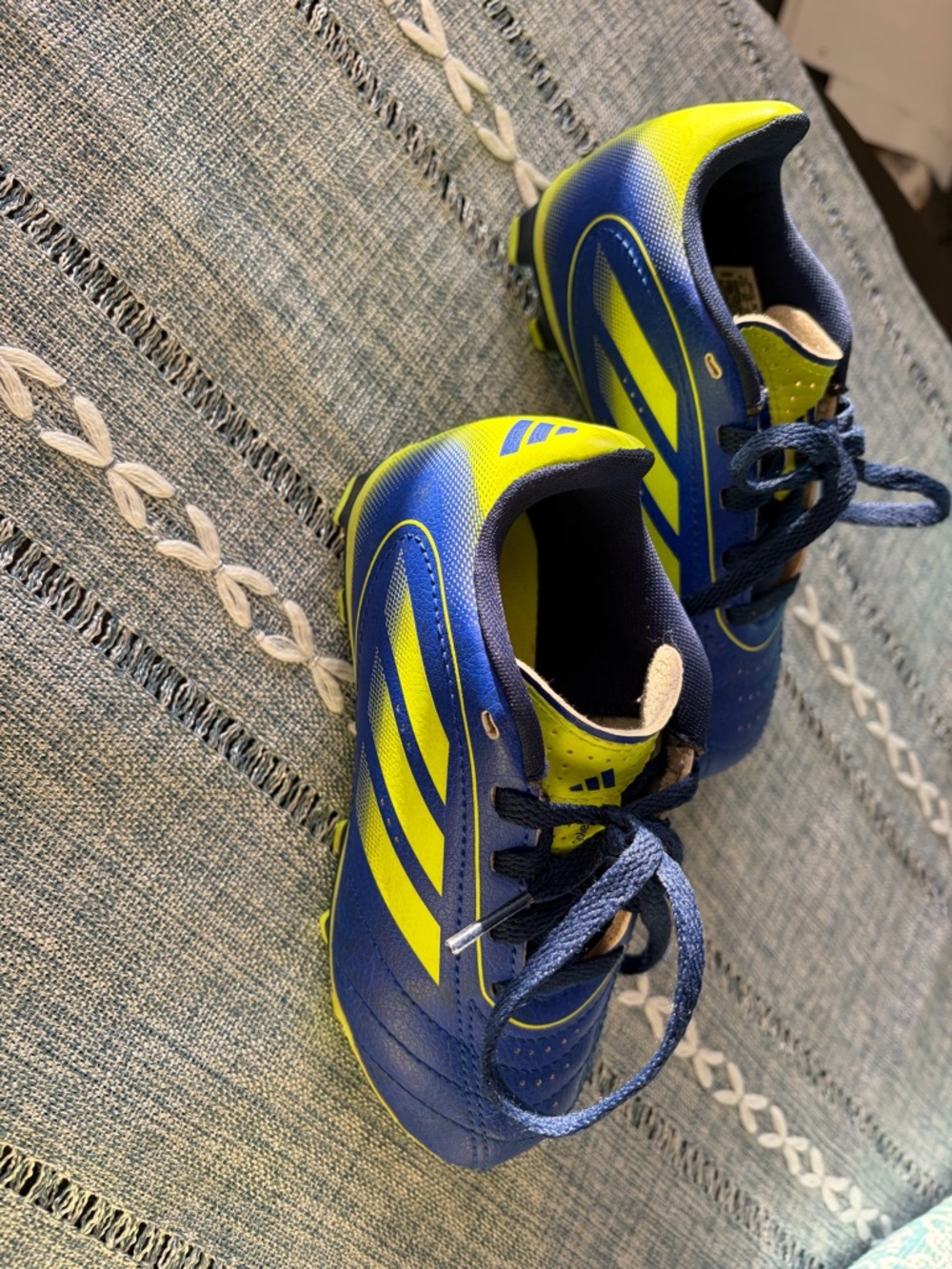 Kids Soccer Cleats Blue and Neon Green - Picture 2 of 5